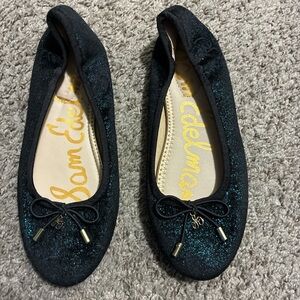Sam Edelman Glittery Black Flats with Bow